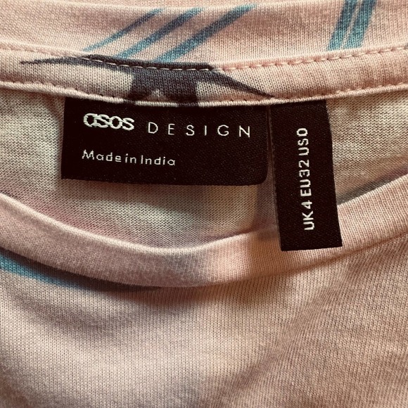 Asos Space Tee & Frill Shorts Pink Pajama Set Size 0 - Picture 4 of 5